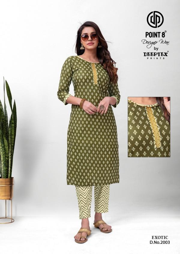 Deeptex Exotic Vol-2 cotton designer Kurti With Pant collection